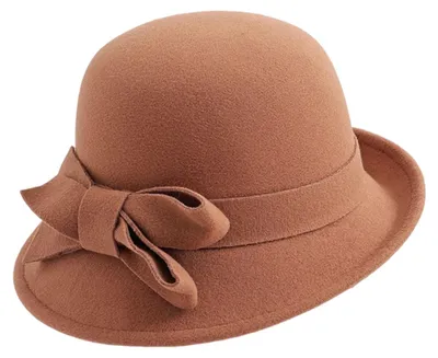 Produktbild von Damen-Filzhut, Vintage-Cloche-Fedora-Hut, Damen-Bowlerhut mit Schleife, Winter-Hochzeits-Kirchen-Jazz-Kappe