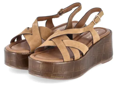 Image de Tamaris. Sandales compensées pour femmes, couleur marron, en cuir, taille 42