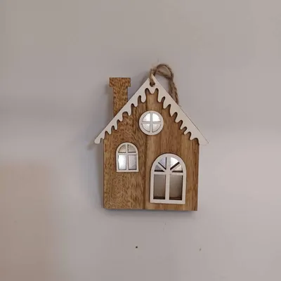 Obrázok produktu pre DECOLED Ozdoba, domček, 9 x 12 cm, drevená