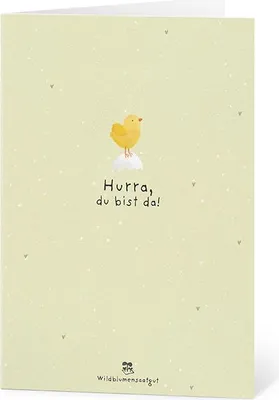 Immagine prodotto di Biglietto di auguri "Urrà, sei qui!" - biglietto di nascita sostenibile