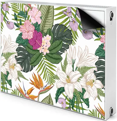 Produktbild von Magnet Heizkörper-Abdeckung Verkleidung Abdeckung Heizkörperabdeckung 80x60 cm  - Exotische Blumen