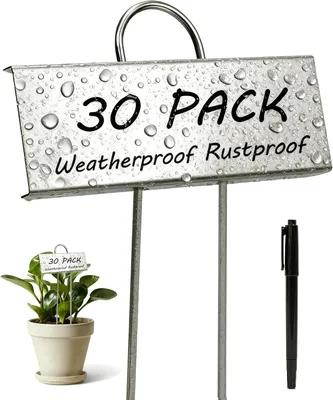 Image de 30 étiquettes pour plantes, en métal, avec stylo, pour jardin, réutilisables, résistantes aux intempéries