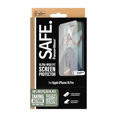Produktbild von PanzerGlass SAFE. by ® Displayschutz iPhone 16 Pro | Ultra-Wide Fit, Apple, Apple - iPhone 16 Pro, Trockene Anwendung, Kratzresistent, Schockresistent, Transparent, 1 Stück(e)