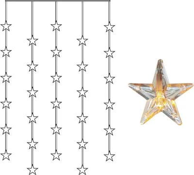 A product image showing a string of star-shaped lights and a single star-shaped LED light.
