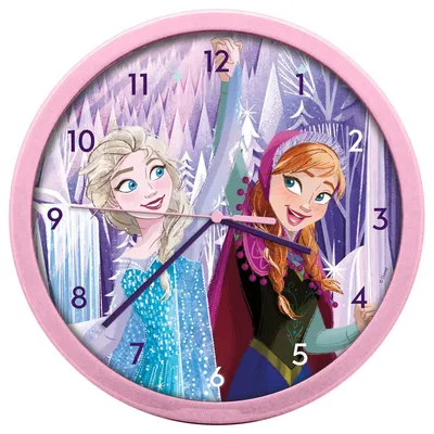 Image de Horloge murale décorée, motif "Frozen", rose. Pour enfant, couleur rose, taille unique