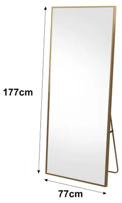 Immagine prodotto di Specchio a figura intera - Specchio da parete - 177 x 77 cm - Vetro HD - Cornice in metallo - Da appoggiare o da appendere - Colore: oro