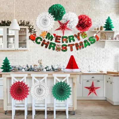 Produktbild von Herbruikbare kerstversieringsset met papieren ornamenten für Innenraum-Weihnachtsdekoration