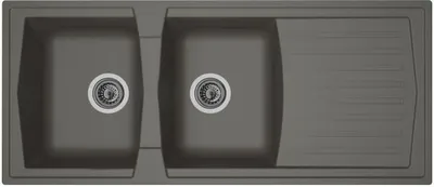 Image de STRADOUR Evier de cuisine encastré 2 poubelles + 1 égouttoir Arena - Résine - 116 x 50 cm - Gris béton