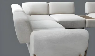Immagine prodotto di Divano angolare a forma di L set di sedute tessili soggiorno pouf nuovo arredamento moderno