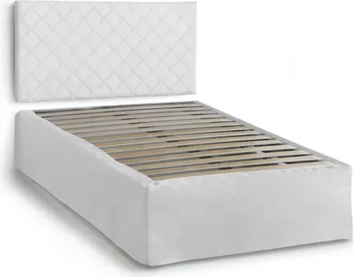 Produktbild von Quadratisches und halbes Bett Clea, Kopfteil-Set aus Kunstleder mit orthopädischer Basis und Volant, 100% Italy, geeignet für Cm 120x190 Matratze, Weiß