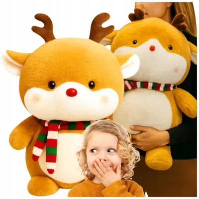 Zdjęcie produktu dla Maskotka Z Kocem Poduszka Pluszak Renifer 3W1 60 Cm Duża Przytulanka Xl