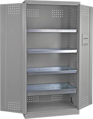 Produktbild von Chemikalien- und Pflanzenschutzmittelschrank | HxBxT 192x92x58cm | Lichtgrau | Gefahrstoffschrank Sicherheitsschrank Umweltschrank
