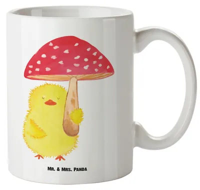 Produktbild von Mr. & Mrs. Panda Große Teetasse Küken Fliegenpilz - Weiß - Geschenk, Ostern, Pott, steingut tasse, Ostergrüße, Glückspilz, Frohe, großer kaffeepott, Teepott
