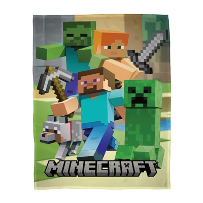 Produktbild von Minecraft Kuscheldecke für Jungen und Gamer - Extra große Fleece Decke 160x200 cm - Große Tagesdecke, farbecht, schnelltrocknend, weich,
