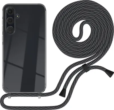 Produktbild von EAZY CASE Handykette kompatibel mit Samsung Galaxy A35, Handyhülle mit Umhängeband, Handykordel, Schutzhülle Clear, Band in Grau