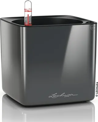 Obrázek produktu pro Lechuza Samozavlažovací květináč Cube Glossy 14 cm, antracitová