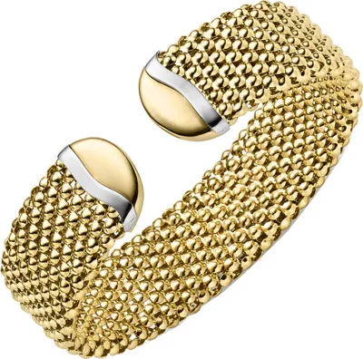Produktbild von Himbeer Armspange 55x46mm offener Armreif aus 585 Gold gelb/weiß Breite 18mm