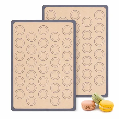 Produktbild von Silikon Backmatte 2er Set 42x29,5cm Backunterlage Antihaft Ofenmatte für Macarons Kekse Brot Küche Backzubehör