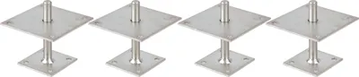 Zdjęcie produktu dla Alberts 4 x wsporniki słupków dwuteowych, z regulacją wysokości 30 - 150 mm, płyta 150 x 150 mm, ocynkowana, pasywowana grubowarstwowo, do przykręcenia