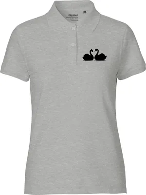 Produktbild von Huuraa Damen Polo Shirt Schwan Pärchen XL Sport Grey Bio Baumwolle Fairtrade Poloshirt Geschenkidee