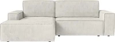 Produktbild von FEDVE Ecksofa Kokko mit Cordbezug mit Schlaffunktion, Cremeweiß