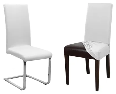 Produktbild von 2er Set Jersey Stuhlhusse (Farbe wählbar), elastische Uni Stretch-Husse aus Baumwolle Bi-Elastisch,Stuhlhusse – kurz,Weiß,2er Set