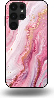 Produktbild von Smartphonica Handytasche passend für Samsung Galaxy S22 Ultra mit Marmordruck - TPU Rückseitenschutzhülle Marmordesign - Pink
