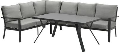 Produktbild von Garden Impressions Lounge-Ess-Set Sergio, 3-tlg., links, L/D Set, Carbon Black/Hellgrau, pulverbeschichtetes Aluminium, witterungsbeständig, Kissenbezüge mit Reißverschluss, wasserabweisend