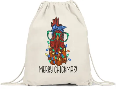 Produktbild von Merry Chickmas Turnbeutel Gymsack  Truthahn Weihnachtsdekoration Lichterketten Merry Christmas Frohes Weihnachten