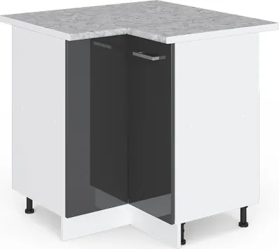 Produktbild von Vicco Eckunterschrank R-Line, 75.6 cm, AP Marmor, Anthrazit Hochglanz/Weiß