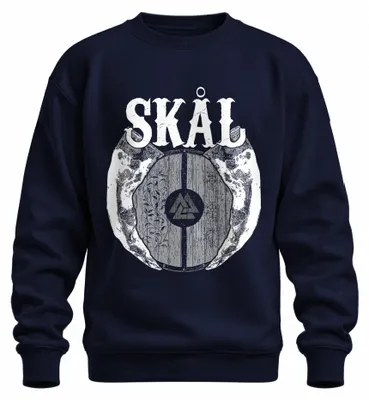 Obrázok produktu pre Skål Viking Drinking Festival Nordic Valknut Runes Medieval Shield Uni mikina, námorná, 3XL