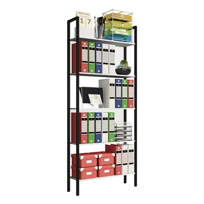 Immagine prodotto di Scaffale in legno con struttura in metallo in piedi | scaffale ufficio salvaspazio | Dimensioni ca. H. 165 x W. 62 x D. 24 cm | Scaffale elegante | Stand rack – Flakos 5