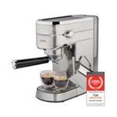Produktbild von TZS First Austria Espresso Siebträgermaschine elektrisch, mit professionellem Milchschäumer, tauglich für Pads, 1L Wassertank, inkl. 2 doppelwandige Glasbecher, Edelstahl