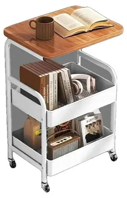 Obrázek produktu pro Skladový vozík, kovová konstrukce, design s kolečky, BÍLÁ