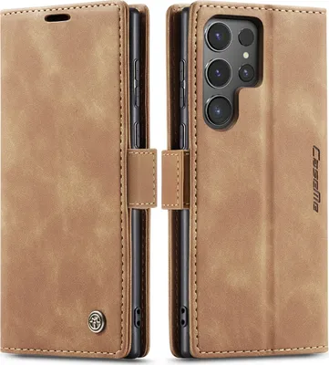 Produktbild von Galaxy S24 Ultra Hülle, Retro Kunstledertasche mit Standfunktion Schutzhülle für Samsung Galaxy S24 Ultra Braun