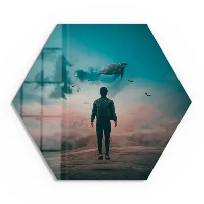 Produktbild von DEQOART Glasbild Echtglas 40x35 cm 'Himmelsgleiter' Wandbild Bild modern Deko