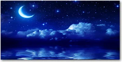 Produktbild von Tulup® Glas-Bild - 100x50 -Wandkunst - Wandbild hinter gehärtetem Sicherheitsglas  - Landschaften - Himmel in der Nacht - Blau