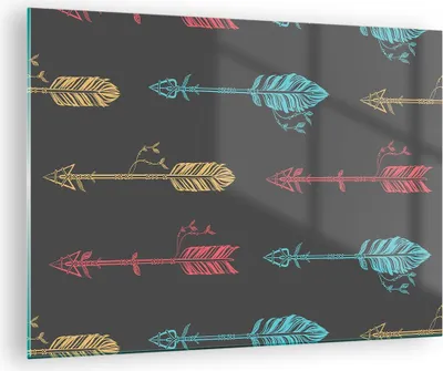 Produktbild von Bilder auf glas - Pfeil Feder - 70x50cm - Glasbilder - Wandbilder - Bilder - Kunstdruck - zum Aufhängen bereit - Wanddekoration aus Glas - Glas Bilder - Wandbild auf Glas - Einteilig - GAA70x50-3874
