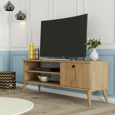 Image de Muqdisho - Meuble TV, 120x30x45h cm Chêne Marron, une Étagère
