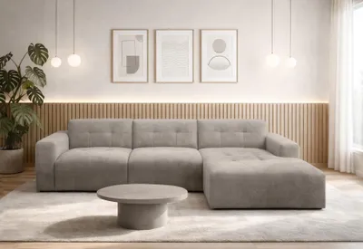 Produktbild von AX LIVING Couch in L Form Corlu Sofa Beige für Wohnzimmer 310 cm R
