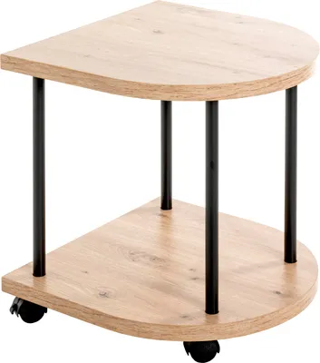 Produktbild von HAKU Beistelltisch auf Rollen Servierwagen Eiche hell, schwarz  - MDF, Metall, B/H/T: 40x45x40 cm