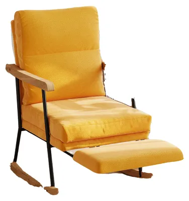 Image de Fauteuil à bascule, design moderne, assise confortable, marron-jaune