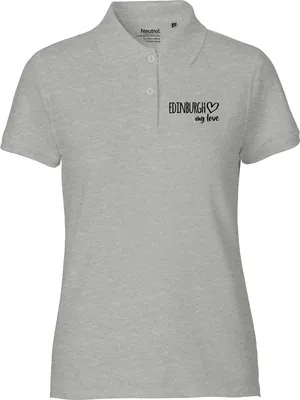 Produktbild von Huuraa Damen Polo Shirt Edinburgh my love S Sport Grey Bio Baumwolle Fairtrade Poloshirt Geschenkidee