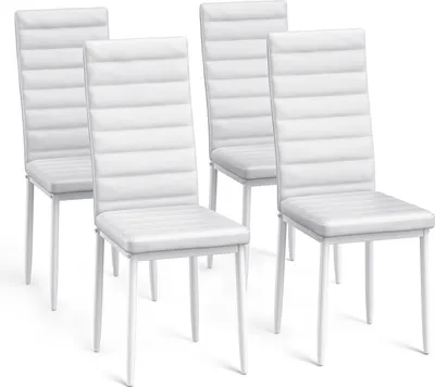 Immagine prodotto di Bealife TB40C Sedie da pranzo in Finto cuoio, sedia da cucina con schienale alto, sedia imbottita con design ergonomico - set di 4, bianco