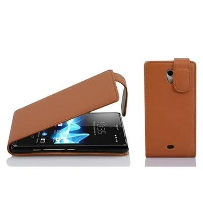 Produktbild von Cadorabo Schutzhülle für Sony Xperia T Hülle in Braun Flip Etui Handyhülle Case Cover Kunstleder