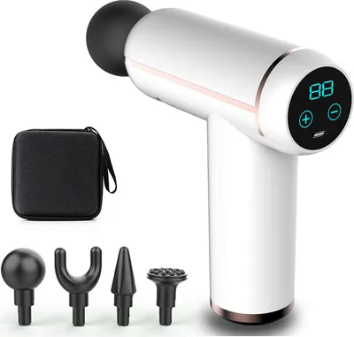 Produktbild von Massage Gun Portable Massage Gun LCD-Muskel-Massagegerät mit 4 Massageköpfen, 1500 mA