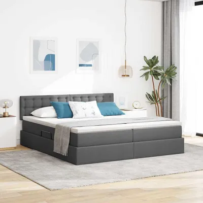 Image de Maison Exclusive - Lit avec rangement gris foncé 180 x 200 cm, simili cuir