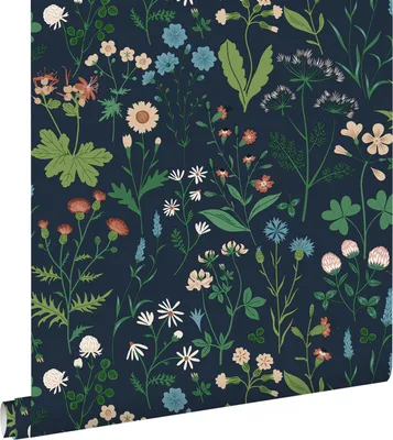 Obrázek produktu pro ESTAhome tapety pole květiny inkoust modrá a zelená 53 cm x 10,05 m