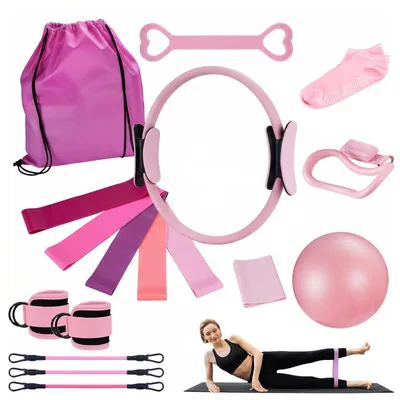 Produktbild von Omgoods – 18-teiliges Fitness-Set mit Pilates-Ring und Yogakugel