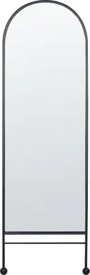 Zdjęcie produktu dla BELIANI Lustro ścienne czarne metalowa rama 45 x 145 cm owalne wiszące minimalistyczne nowoczesne salon sypialnia przedpokój